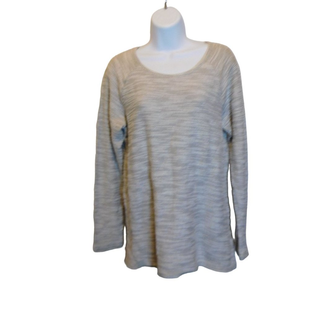 Women's Old Navy Long Sleeve Shirt Gray/White Sz. M RN# 54023